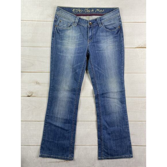 Esprit Denim Womens Jeans Size 30x30 Blue Bootcut Low Rise Cotton Distressed - Picture 1 of 12